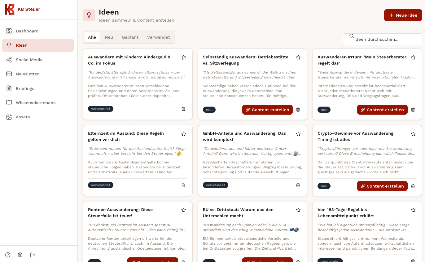 Social-Media-Automatisierung, Newsletter & Mandantenvorbereitung